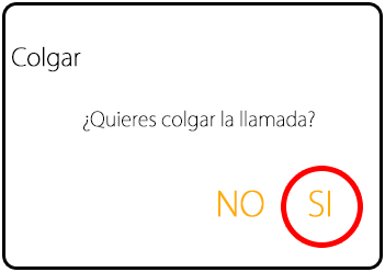 Ventana de confirmación para finalizar la llamada