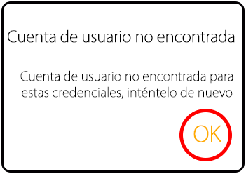 Mensaje de error: Usuario o contraseña incorrectos